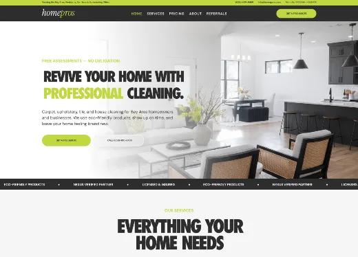 Home Pros website homepage