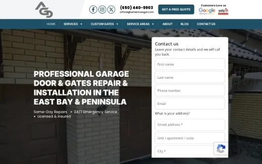 America’s Garage Doors website