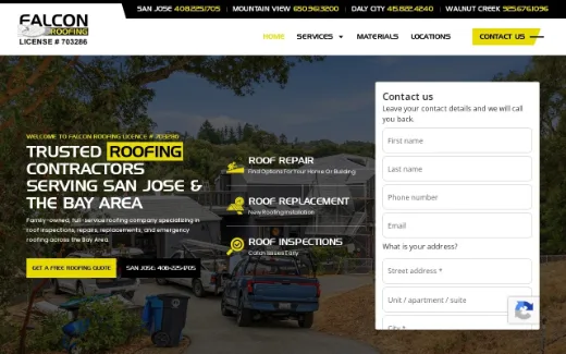 Falcon Roofing website